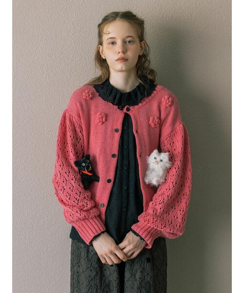 TSUHARU by Samansa Mos2(ツハルバイサマンサモスモス)の「【Embroidery collection】フラワー前後着ニット(ニット/セーター・レディース・チェリーピンク/ベージュ/ダークブラウン・F)」の5枚目の写真