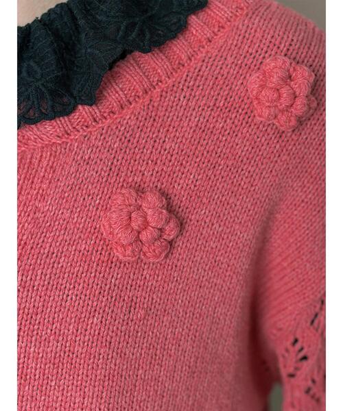 TSUHARU by Samansa Mos2(ツハルバイサマンサモスモス)の「【Embroidery collection】フラワー前後着ニット(ニット/セーター・レディース・チェリーピンク/ベージュ/ダークブラウン・F)」の9枚目の写真