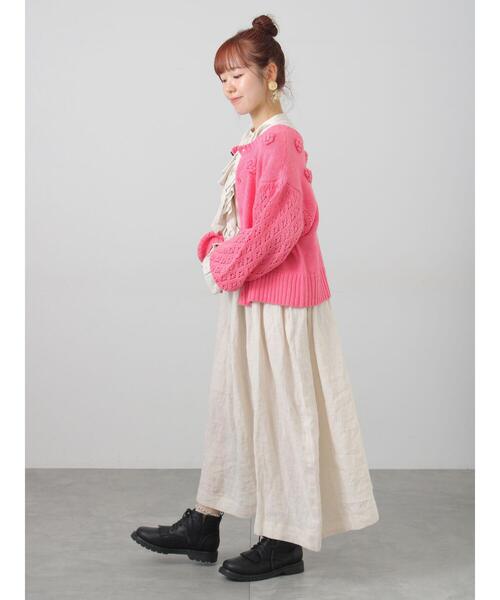 TSUHARU by Samansa Mos2(ツハルバイサマンサモスモス)の「【Embroidery collection】フラワー前後着ニット(ニット/セーター・レディース・チェリーピンク/ベージュ/ダークブラウン・F)」の15枚目の写真