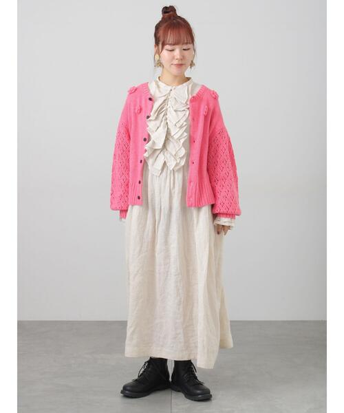 TSUHARU by Samansa Mos2(ツハルバイサマンサモスモス)の「【Embroidery collection】フラワー前後着ニット(ニット/セーター・レディース・チェリーピンク/ベージュ/ダークブラウン・F)」の16枚目の写真