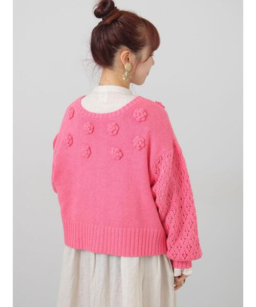 TSUHARU by Samansa Mos2(ツハルバイサマンサモスモス)の「【Embroidery collection】フラワー前後着ニット(ニット/セーター・レディース・チェリーピンク/ベージュ/ダークブラウン・F)」の19枚目の写真