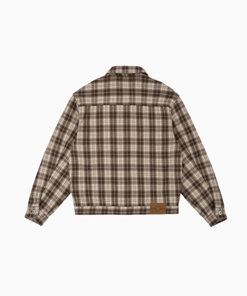 HELLO SUNRISE(ハローサンライズ)の「HS Check Trucker Jacket_Brown(その他アウター・レディース・ブラウン・SMALL/MEDIUM/LARGE)」の2枚目の写真