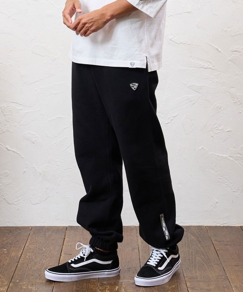 No Rain No Rainbow(ノーレインノーレインボー)の「mp15420- 12oz brushed lining easy pants (musical note print ) スウェットパンツ(NR26W-13)(スウェットパンツ・メンズ・ブラック×ホワイト/ブラック×ピンク/アッシュ・L/M/S)」の4枚目の写真