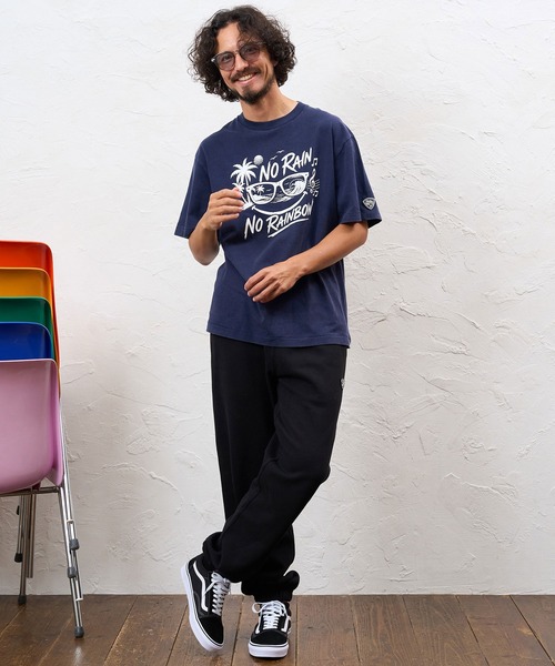 No Rain No Rainbow(ノーレインノーレインボー)の「mp15420- 12oz brushed lining easy pants (musical note print ) スウェットパンツ(NR26W-13)(スウェットパンツ・メンズ・ブラック×ホワイト/ブラック×ピンク/アッシュ・L/M/S)」の7枚目の写真