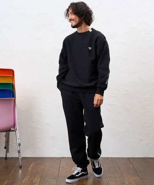No Rain No Rainbow(ノーレインノーレインボー)の「mp15420- 12oz brushed lining easy pants (musical note print ) スウェットパンツ(NR26W-13)(スウェットパンツ・メンズ・ブラック×ホワイト/ブラック×ピンク/アッシュ・L/M/S)」の9枚目の写真