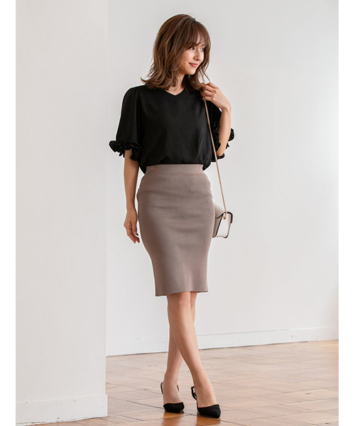 fifth（フィフス）の「バックポケットタイトニットスカート（スカート・レディース・ライトグレー/ベージュ/ブラック/ピンク/カーキ/モカ/チャコールグレー/サックスブルー・MEDIUM/LARGE）」の4枚目の写真