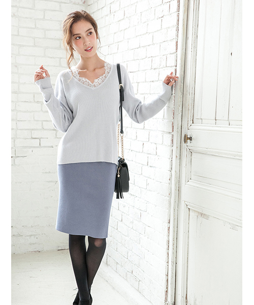 fifth（フィフス）の「バックポケットタイトニットスカート（スカート・レディース・ライトグレー/ベージュ/ブラック/ピンク/カーキ/モカ/チャコールグレー/サックスブルー・MEDIUM/LARGE）」の16枚目の写真