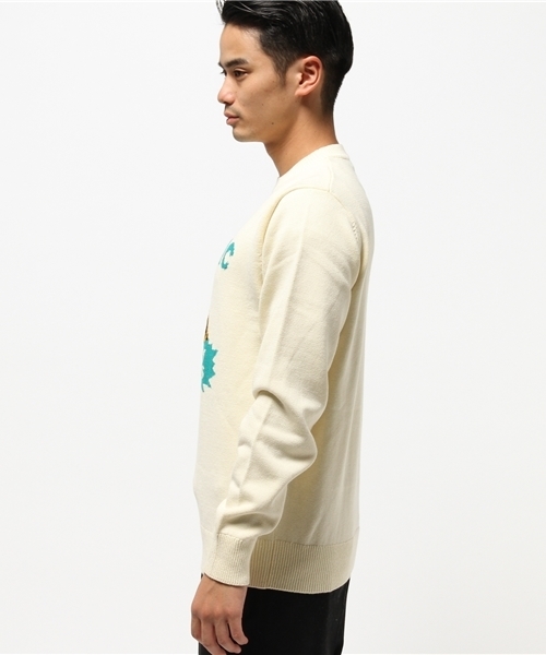 HYSTERIC GLAMOUR(ヒステリックグラマー)の「DEADLY SOUNDS編込 プルオーバー(ニット/セーター・メンズ・ホワイト/トップグレー/ブラック・SMALL/MEDIUM/LARGE)」の6枚目の写真