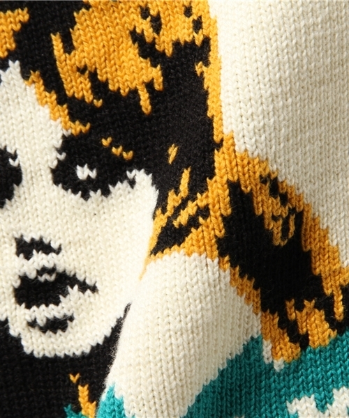 HYSTERIC GLAMOUR(ヒステリックグラマー)の「DEADLY SOUNDS編込 プルオーバー(ニット/セーター・メンズ・ホワイト/トップグレー/ブラック・SMALL/MEDIUM/LARGE)」の5枚目の写真