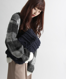 WEGO/ニット口折れクラッチバッグ