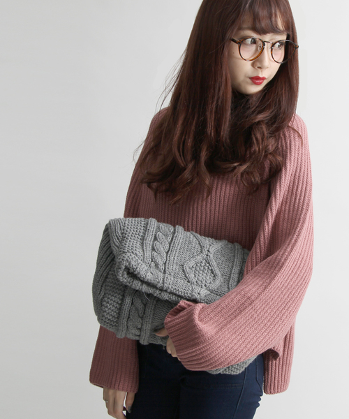 WEGO（ウィゴー）の「WEGO/ニット口折れクラッチバッグ（クラッチバッグ・レディース・オフホワイト/グレー/ネイビー・FREE）」の2枚目の写真