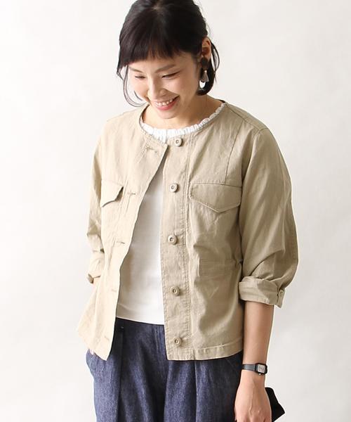 coen（コーエン）の「ノーカラーミリタリージャケット（ミリタリー