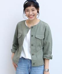 coen | ノーカラーミリタリージャケット(ミリタリージャケット)