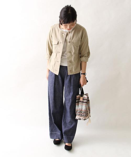 coen（コーエン）の「ノーカラーミリタリージャケット（ミリタリー