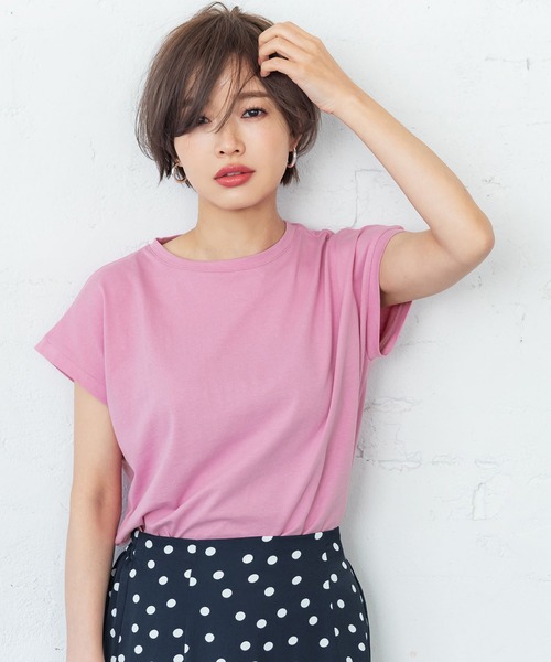 coca（coca）（コカ）の「＼新色追加／フレンチスリーブクルーネックTシャツ COTTON from the US（Tシャツ/カットソー・レディース・ブラック/ホワイト/ピンク/ネイビー/カーキ/マスタード/ブラウン/ブルー/ベージュ/ライトグリーン/オレンジ/グリーン/チャコールグレー/パープル/ダークブルー/ライトピンク/イエロー/ライトベージュ/ライトグレー/オートミール/ダークグリーン/ライトブルー・M/L/XL）」の20枚目の写真