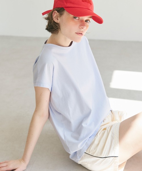 coca（coca）（コカ）の「＼新色追加／フレンチスリーブクルーネックTシャツ COTTON from the US（Tシャツ/カットソー・レディース・ブラック/ホワイト/ピンク/ネイビー/カーキ/マスタード/ブラウン/ブルー/ベージュ/ライトグリーン/オレンジ/グリーン/チャコールグレー/パープル/ダークブルー/ライトピンク/イエロー/ライトベージュ/ライトグレー/オートミール/ダークグリーン/ライトブルー・M/L/XL）」の13枚目の写真