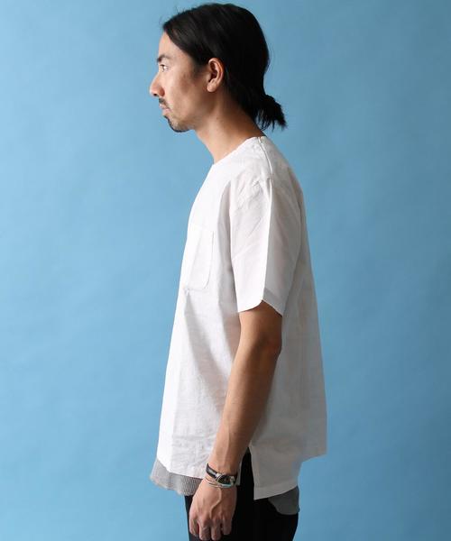 coen(コーエン)の「コットンリネンボックスシルエットクルーネックプルオーバー(Tシャツ/カットソー・メンズ・ホワイト/ネイビー・LARGE/MEDIUM/X-LARGE/SMALL)」の16枚目の写真