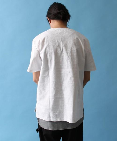 coen(コーエン)の「コットンリネンボックスシルエットクルーネックプルオーバー(Tシャツ/カットソー・メンズ・ホワイト/ネイビー・LARGE/MEDIUM/X-LARGE/SMALL)」の8枚目の写真