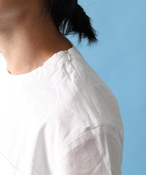 coen(コーエン)の「コットンリネンボックスシルエットクルーネックプルオーバー(Tシャツ/カットソー・メンズ・ホワイト/ネイビー・LARGE/MEDIUM/X-LARGE/SMALL)」の9枚目の写真