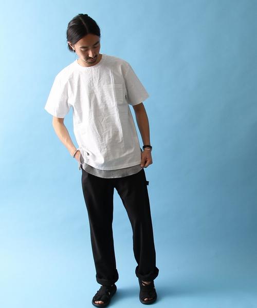 coen(コーエン)の「コットンリネンボックスシルエットクルーネックプルオーバー(Tシャツ/カットソー・メンズ・ホワイト/ネイビー・LARGE/MEDIUM/X-LARGE/SMALL)」の6枚目の写真