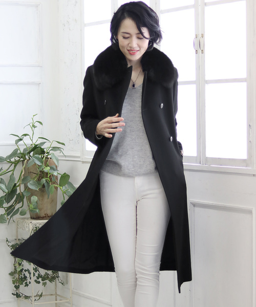 sankyo shokai(サンキョウショウカイ)の「カシミヤステンカラーロングコート(ステンカラーコート・レディース・ブラック・M/L)」の12枚目の写真