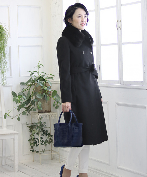 sankyo shokai(サンキョウショウカイ)の「カシミヤステンカラーロングコート(ステンカラーコート・レディース・ブラック・M/L)」の11枚目の写真