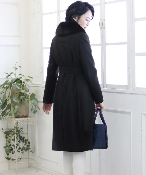 sankyo shokai(サンキョウショウカイ)の「カシミヤステンカラーロングコート(ステンカラーコート・レディース・ブラック・M/L)」の10枚目の写真