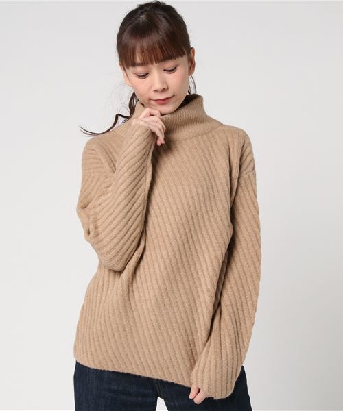 Te chichi（テチチ）の「カルゼ編みプルオーバー（ニット/セーター・レディース・ベージュ/ネイビー/グレー/オフホワイト/サックスブルー・MEDIUM）」の3枚目の写真