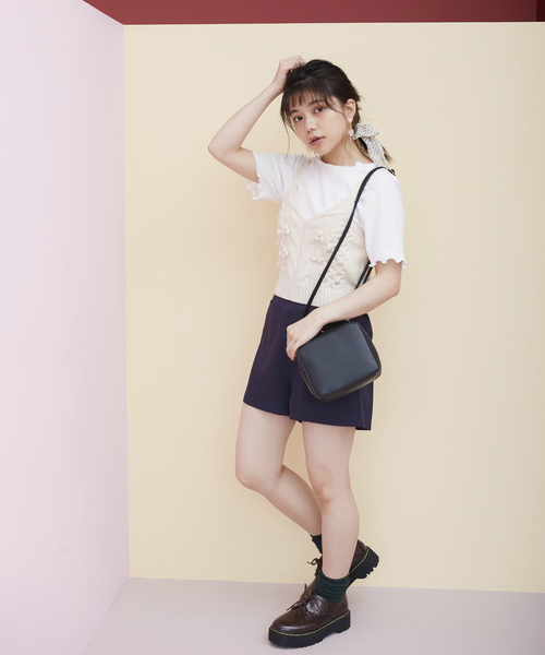 OLIVE des OLIVE（オリーブデオリーブ）の「ポンポン ビスチェ（ニット/セーター・レディース・レッド/オフホワイト/キャメル・FREE）」の13枚目の写真