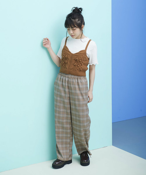 OLIVE des OLIVE（オリーブデオリーブ）の「ポンポン ビスチェ（ニット/セーター・レディース・レッド/オフホワイト/キャメル・FREE）」の15枚目の写真