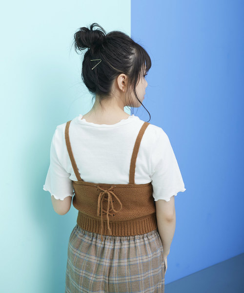 OLIVE des OLIVE（オリーブデオリーブ）の「ポンポン ビスチェ（ニット/セーター・レディース・レッド/オフホワイト/キャメル・FREE）」の16枚目の写真