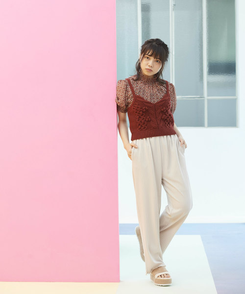 OLIVE des OLIVE（オリーブデオリーブ）の「ポンポン ビスチェ（ニット/セーター・レディース・レッド/オフホワイト/キャメル・FREE）」の20枚目の写真