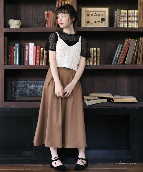 OLIVE des OLIVE（オリーブデオリーブ）の「ポンポン ビスチェ（ニット/セーター・レディース・レッド/オフホワイト/キャメル・FREE）」の22枚目の写真