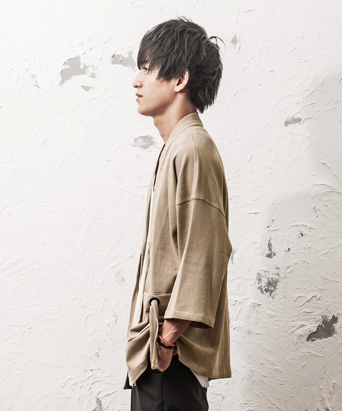 MinoriTY（マイノリティ）の「キモノカーディガン ワッフル（カーディガン/ボレロ・メンズ・ブラック/ベージュ/ワイン/チャコール・L/M）」の17枚目の写真