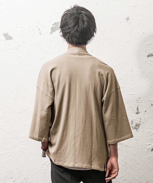 MinoriTY（マイノリティ）の「キモノカーディガン ワッフル（カーディガン/ボレロ・メンズ・ブラック/ベージュ/ワイン/チャコール・L/M）」の15枚目の写真