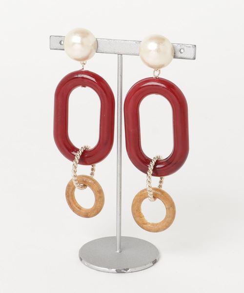 ACCOMMODE（アコモデ）の「アクリルモードピアス（ピアス（両耳用）・レディース・ベージュ/ネイビー/シルバー/ブルー/ライトグリーン/ワインレッド・FREE）」の5枚目の写真