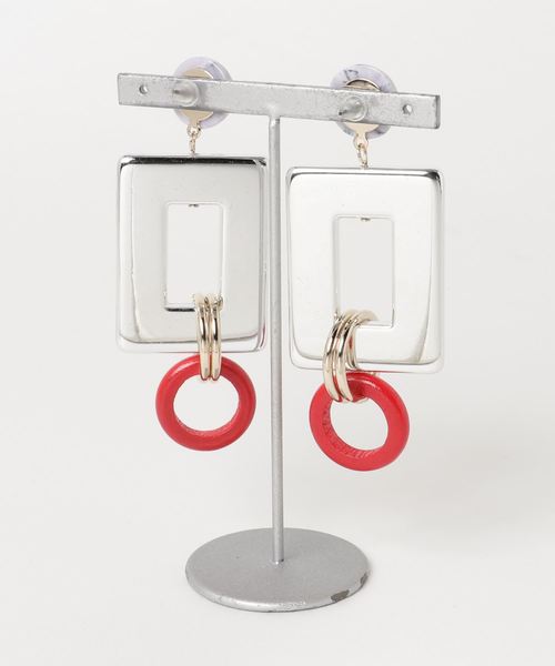 ACCOMMODE（アコモデ）の「アクリルモードピアス（ピアス（両耳用）・レディース・ベージュ/ネイビー/シルバー/ブルー/ライトグリーン/ワインレッド・FREE）」の7枚目の写真