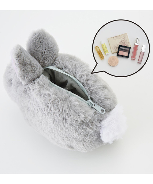 YOU+MORE!（ユーモア）の「もふもふ子うさぎポーチ　ジャージーウーリー（ポーチ・レディース・ホワイト/ベージュ/グレー・ONE SIZE）」の6枚目の写真