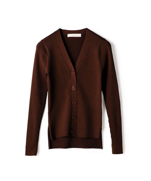 ESTNATION（エストネーション）の「ESTNATION / Vネックリブカーディガン（カーディガン/ボレロ・レディース・ライトベージュ/ブラック/ブラウン/オフホワイト/イエロー・38）」の3枚目の写真
