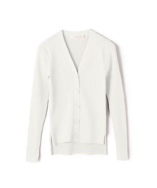 ESTNATION（エストネーション）の「ESTNATION / Vネックリブカーディガン（カーディガン/ボレロ・レディース・ライトベージュ/ブラック/ブラウン/オフホワイト/イエロー・38）」の2枚目の写真