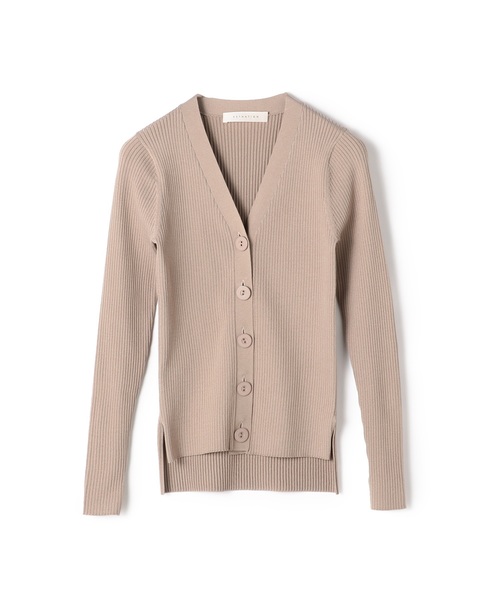 ESTNATION（エストネーション）の「ESTNATION / Vネックリブカーディガン（カーディガン/ボレロ・レディース・ライトベージュ/ブラック/ブラウン/オフホワイト/イエロー・38）」の4枚目の写真