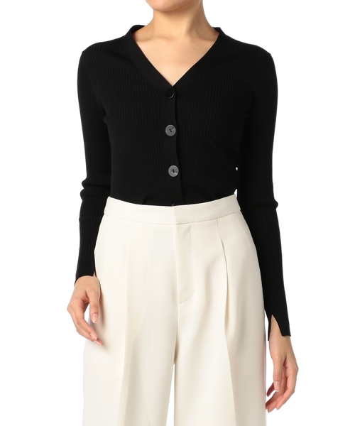 ESTNATION（エストネーション）の「ESTNATION / Vネックリブカーディガン（カーディガン/ボレロ・レディース・ライトベージュ/ブラック/ブラウン/オフホワイト/イエロー・38）」の8枚目の写真