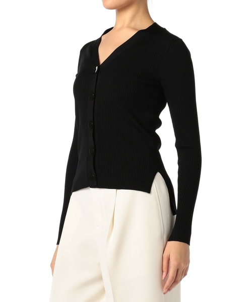 ESTNATION（エストネーション）の「ESTNATION / Vネックリブカーディガン（カーディガン/ボレロ・レディース・ライトベージュ/ブラック/ブラウン/オフホワイト/イエロー・38）」の9枚目の写真