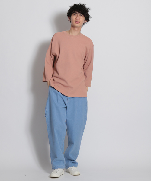 niko and...(ニコアンド)の「ワッフル7分袖Tシャツ(Tシャツ/カットソー・メンズ・ホワイト/ベージュ/ネイビー/ピンク・MEDIUM/LARGE)」の8枚目の写真