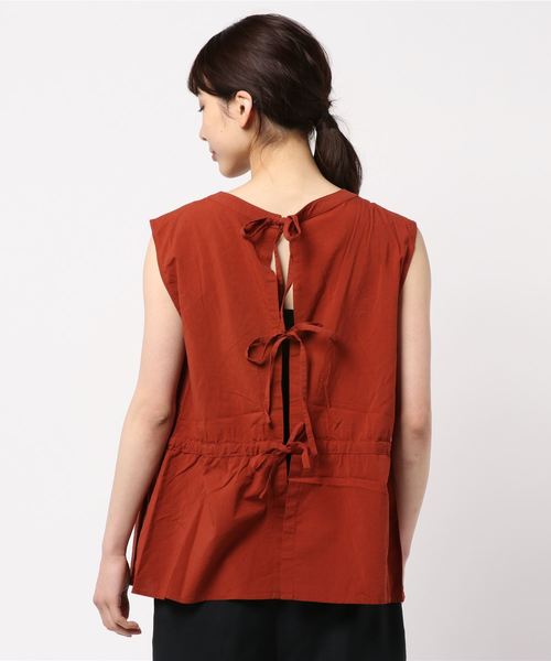 LOWRYS FARM（ローリーズファーム）の「バックリボンノースリーブ　837383（シャツ/ブラウス・レディース・ブラック/ベージュ/ブラウン・FREE）」の5枚目の写真