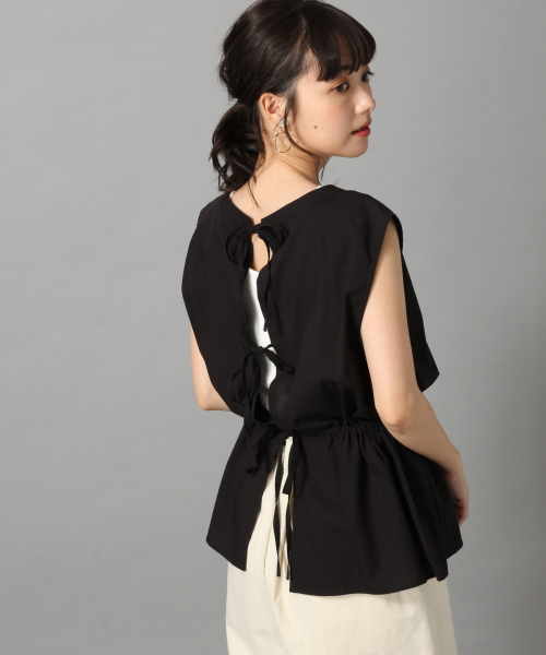 LOWRYS FARM（ローリーズファーム）の「バックリボンノースリーブ　837383（シャツ/ブラウス・レディース・ブラック/ベージュ/ブラウン・FREE）」の15枚目の写真