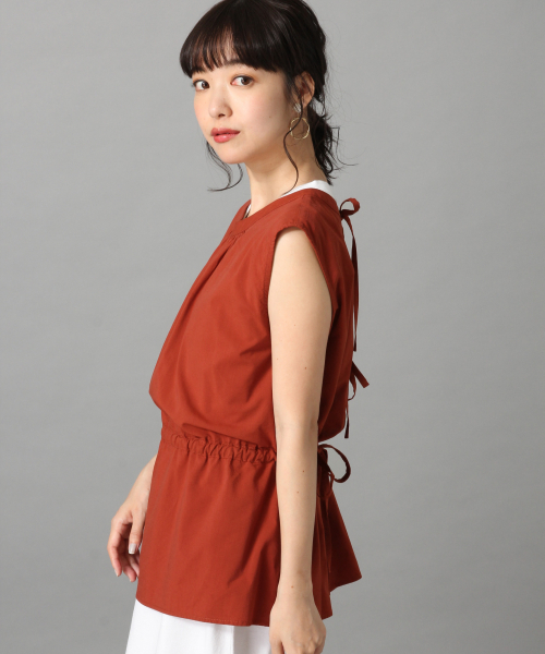 LOWRYS FARM（ローリーズファーム）の「バックリボンノースリーブ　837383（シャツ/ブラウス・レディース・ブラック/ベージュ/ブラウン・FREE）」の18枚目の写真