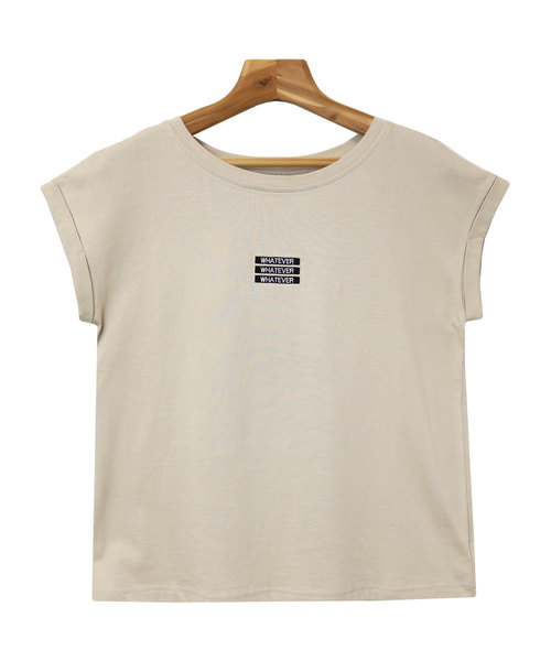 andme(アンドミー)の「ボックスロゴ刺繍フレンチスリーブTシャツ(Tシャツ/カットソー・レディース・ブラック/オフホワイト/ベージュ/ブラウン系その他・M)」の17枚目の写真