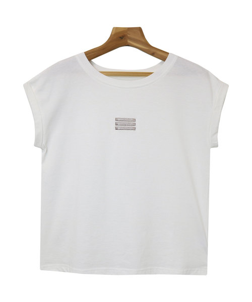 andme(アンドミー)の「ボックスロゴ刺繍フレンチスリーブTシャツ(Tシャツ/カットソー・レディース・ブラック/オフホワイト/ベージュ/ブラウン系その他・M)」の20枚目の写真