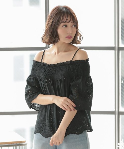 シャーリングオフショルダーレーストップス シャツ ブラウス Kobe Lettuce コウベレタス のファッション通販 Zozotown